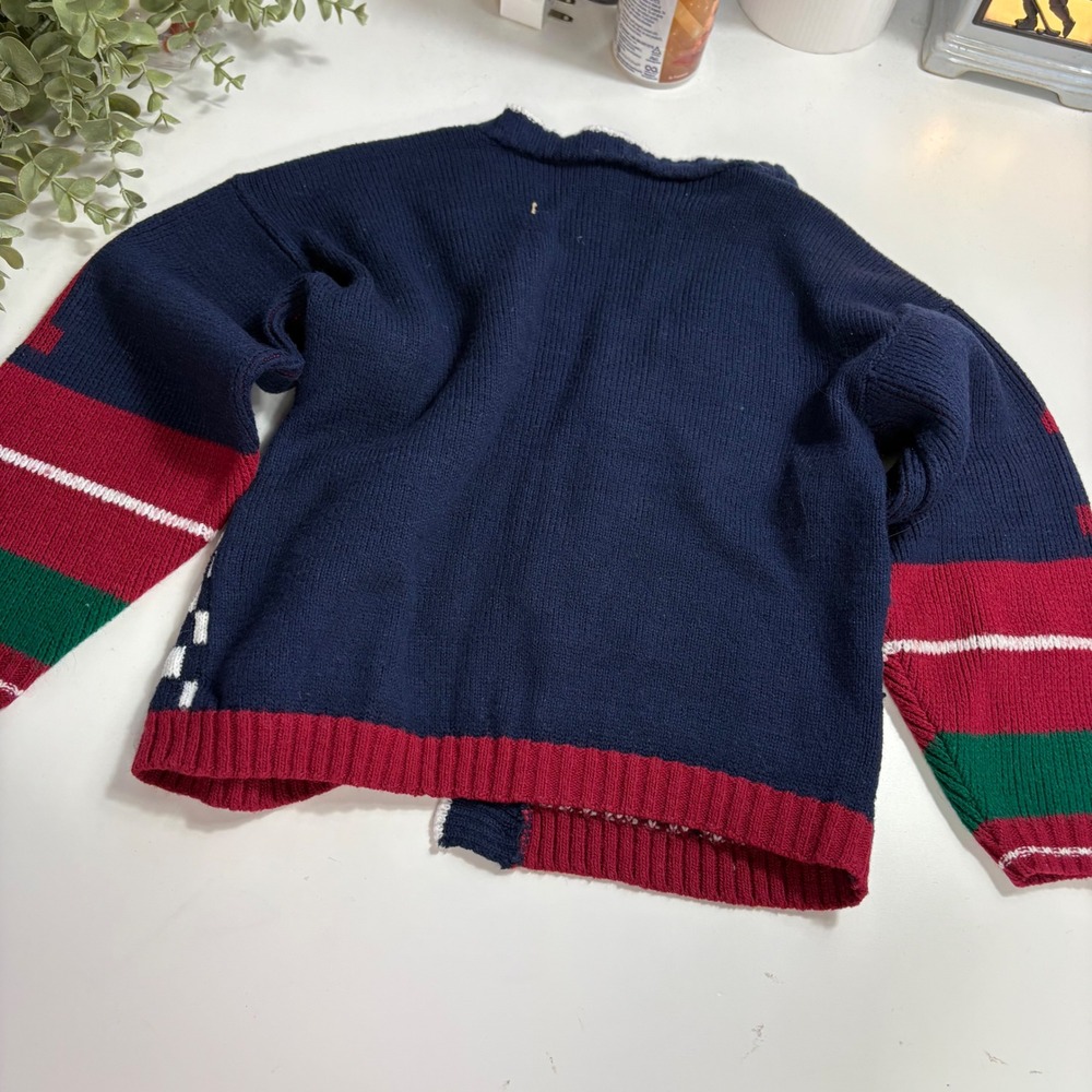 Hot Cashews Kids USA Racing Team Cardigan Sweater Navy Blue Checkered Size 4/5 - Picture 7 of 7